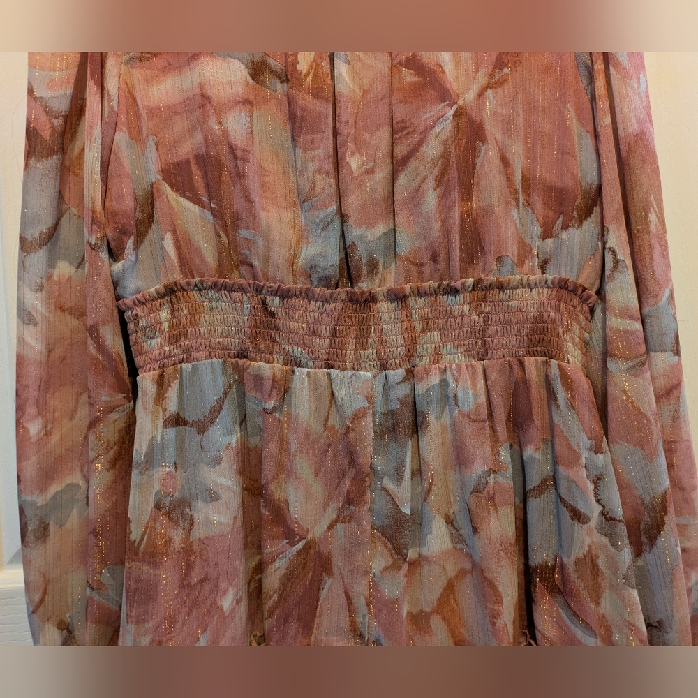 Haver & Blair London Georgette Tiered Mini Dress With Buttons Ruffles Size Large - Picture 14 of 16